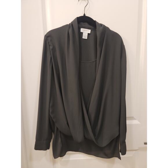 Carmen Marc Valvo Black Drape Front Blouse - Picture 4 of 4